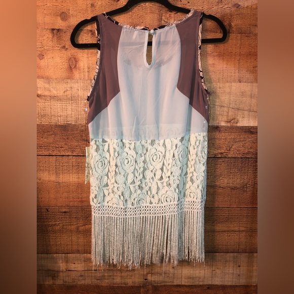 BKE sheer lace fringe blouse NWT - Picture 5 of 6